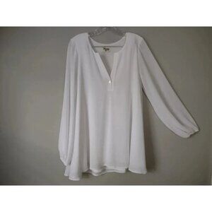 Show Me Your Mumu Sz Small Jamie Tunic Long Sleeve White Flowy Lined Sheer VNeck